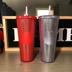 2019 Starbucks Platinum Hot Pink Tumblers Lot of 2